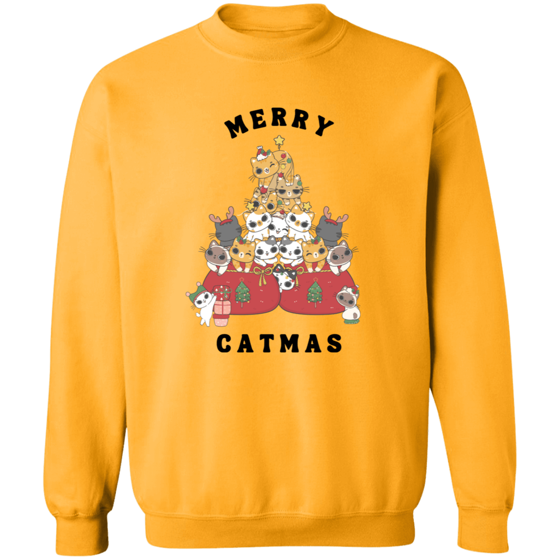 Merry Catmas Crewneck Pullover Sweatshirt | Ugly Christmas Sweater | Men, Pullover, Sweatshirts