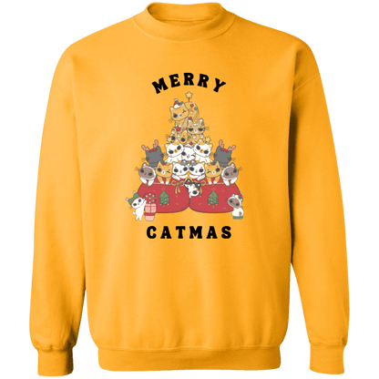 Merry Catmas Crewneck Pullover Sweatshirt | Ugly Christmas Sweater | Men, Pullover, Sweatshirts