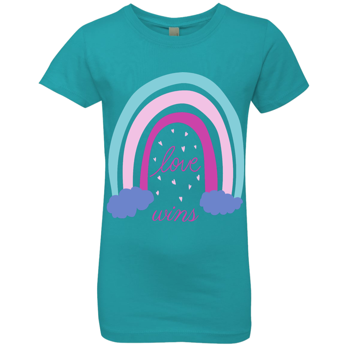 Rainbow Message Shirt Smile Good Vibes Only Love Wins Dream Big | Girls' Princess T-Shirt |