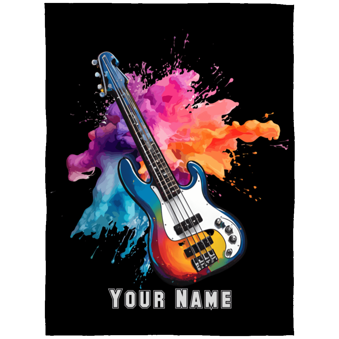 Personalized Bass Guitar Blanket