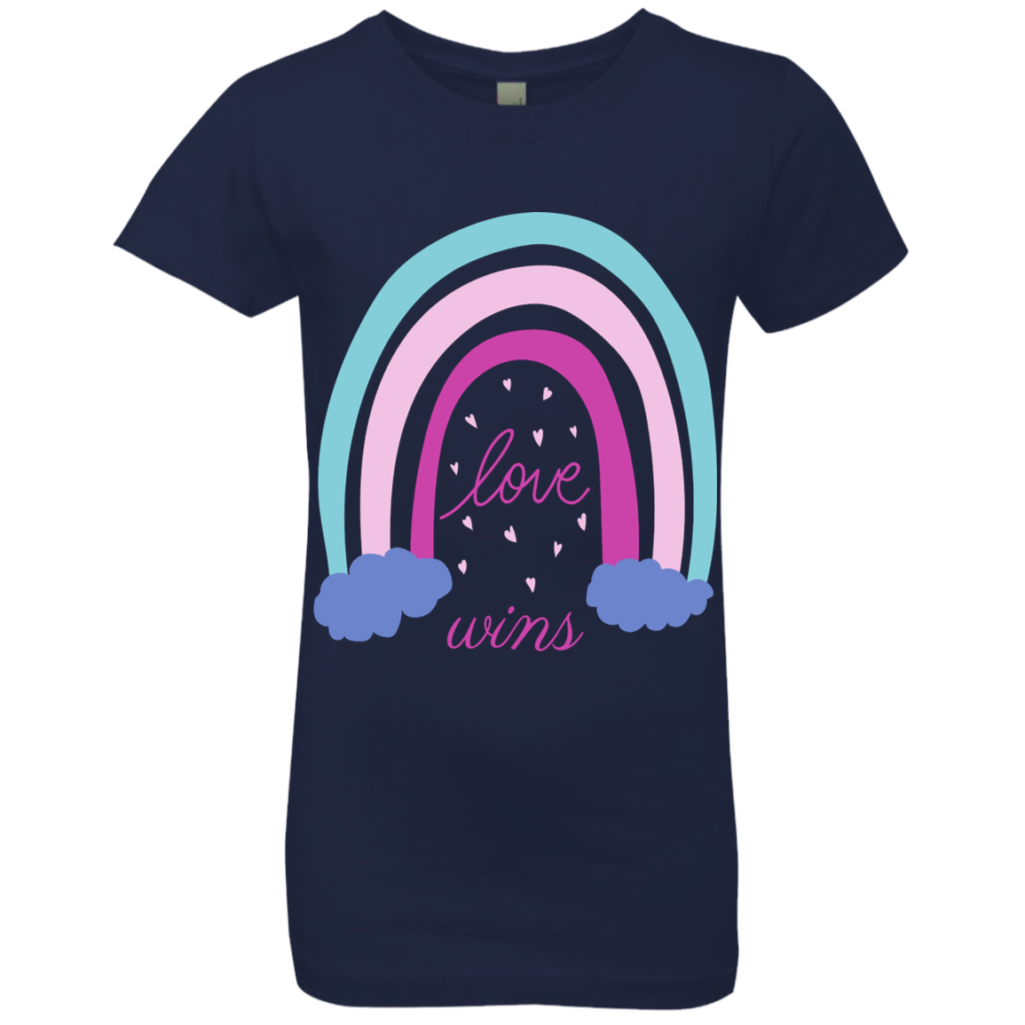 Rainbow Message Shirt Smile Good Vibes Only Love Wins Dream Big | Girls' Princess T-Shirt |