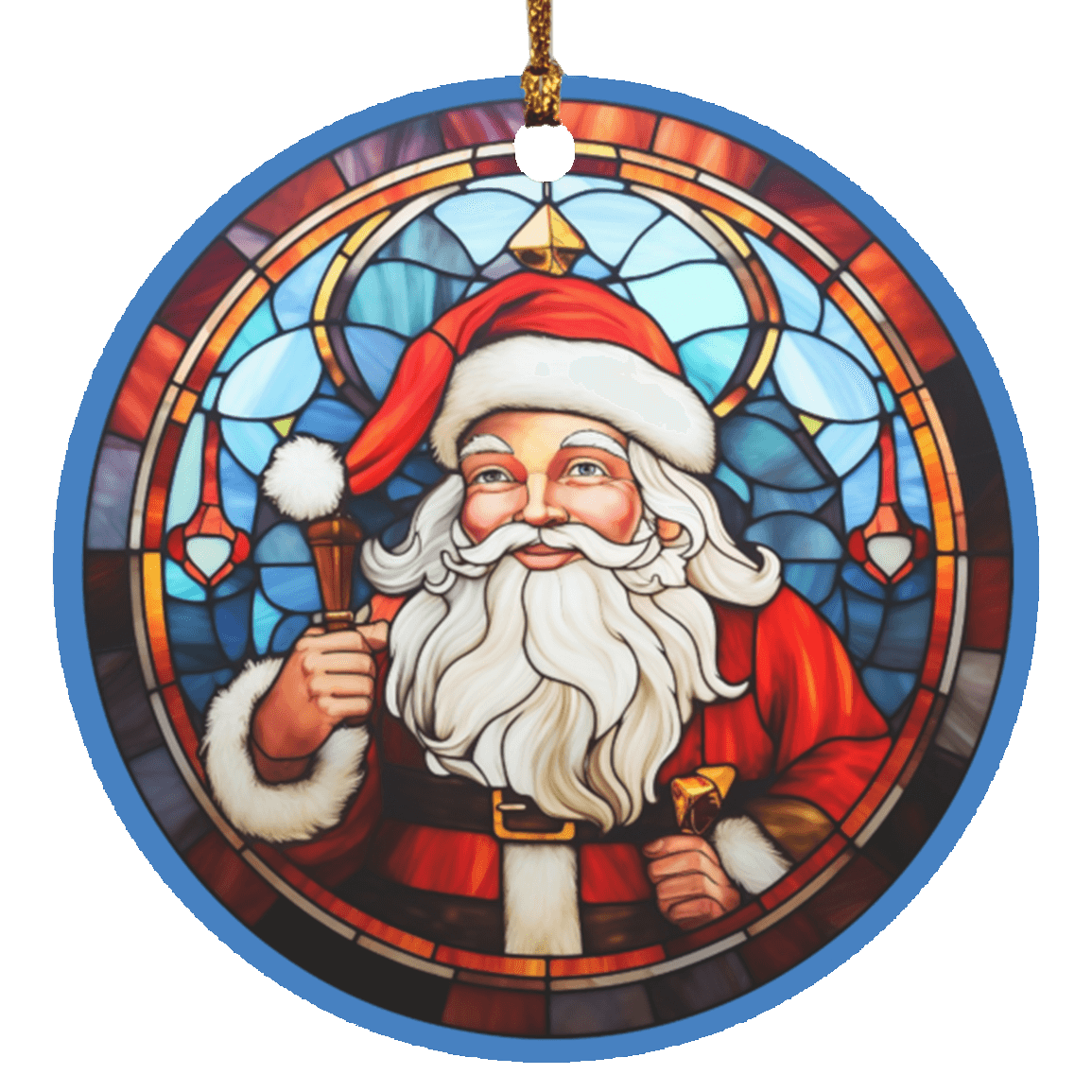 Santa Claus Stained Glass Design Ornament