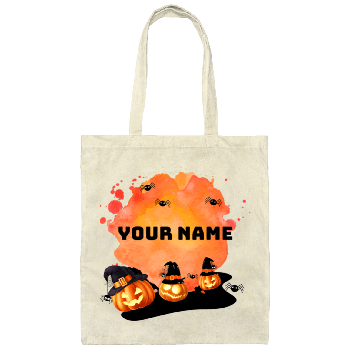 Personalized Halloween Tote Bag | Pumpkin, Witch, Black Cat, Castle