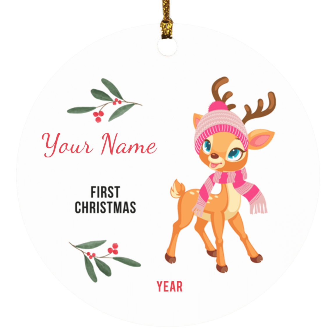 Personalized Baby's First Christmas Raindeer Ornament