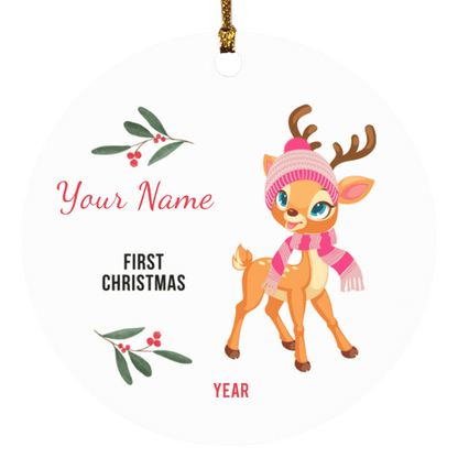 Personalized Baby's First Christmas Raindeer Ornament