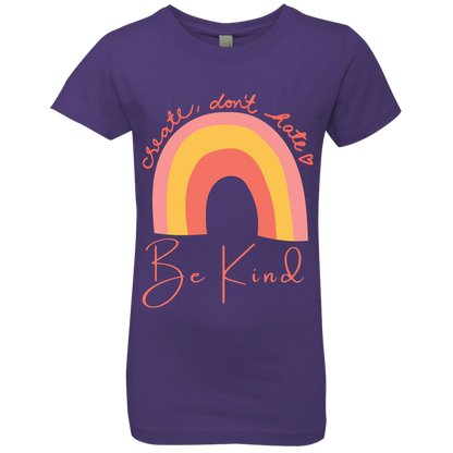 Rainbow Message Shirt Create Don't Hate Be Kind Dreamer | Girls' Princess T-Shirt |