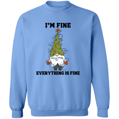 I'm Fine Everything Is Fine Crewneck Pullover Sweatshirt | Ugly Christmas Sweater | Men, Pullover, Sweatshirts