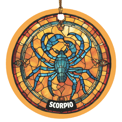 Zodiac Sign Stained Glass Design Ornament