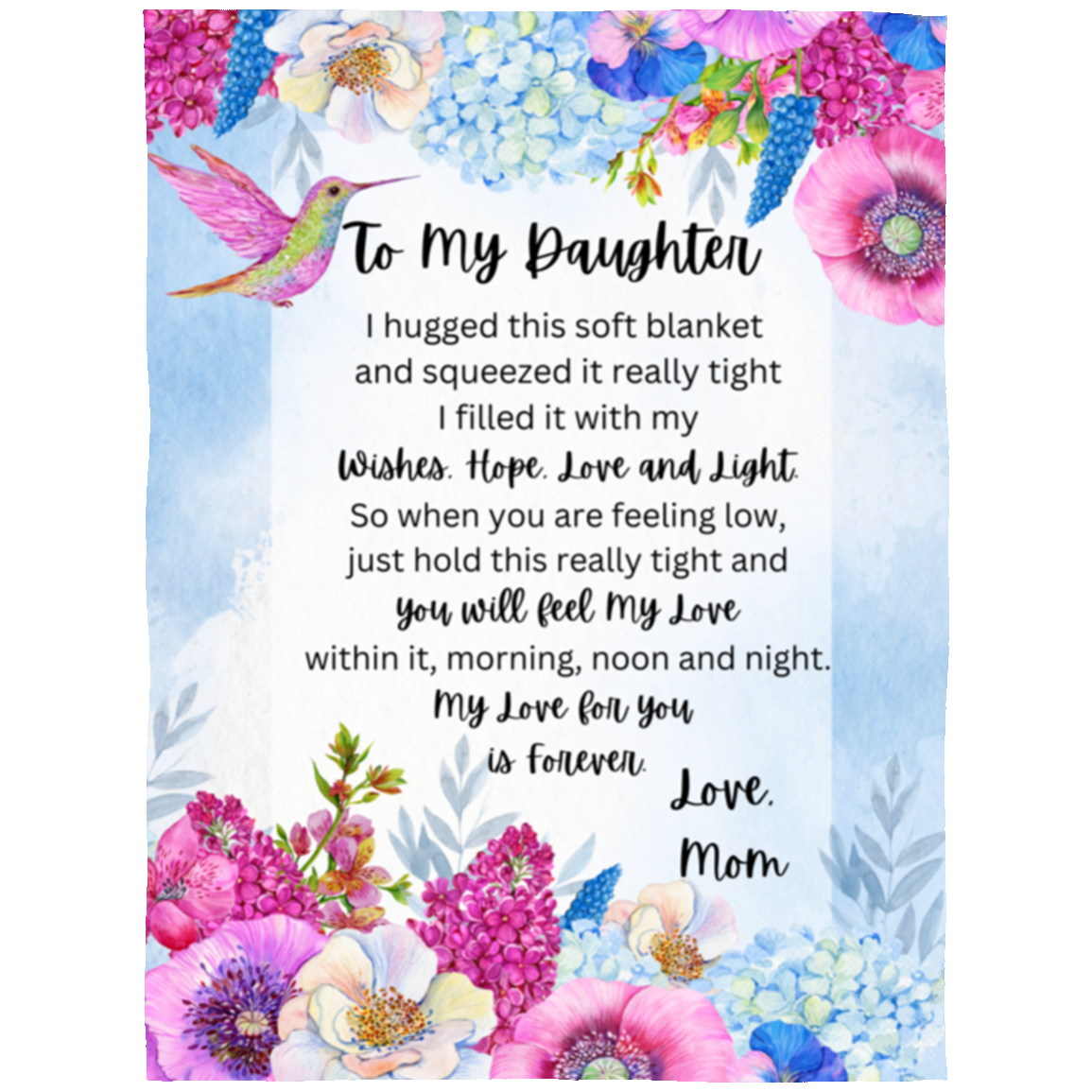 To My Daughter Bird and Flower Design Fleece Blanket |