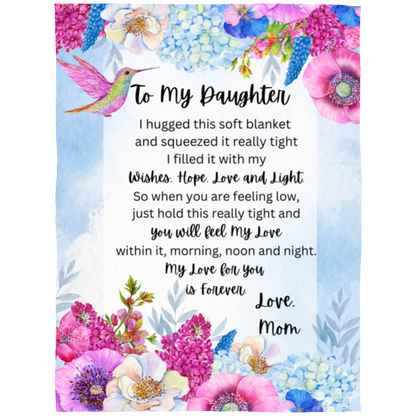 To My Daughter Bird and Flower Design Fleece Blanket |