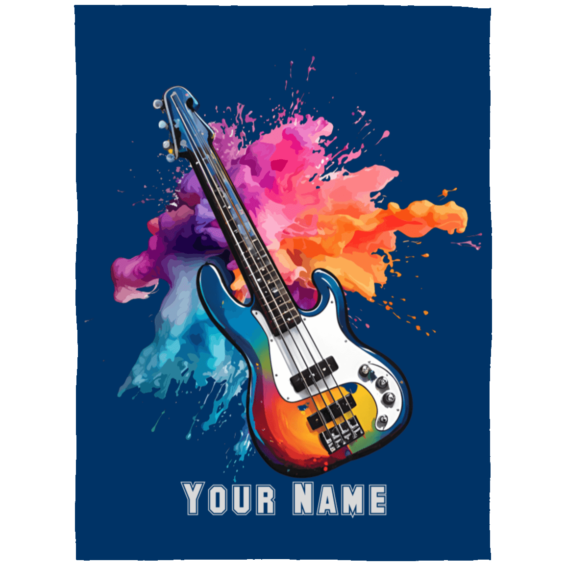 Personalized Bass Guitar Blanket