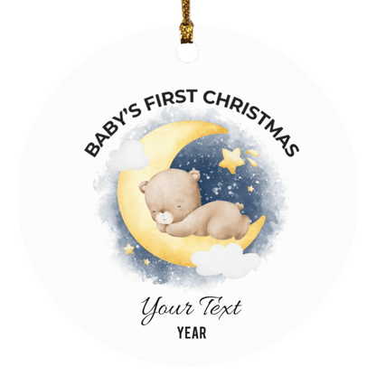 Personalized Baby's First Christmas Bear Moon Ornament