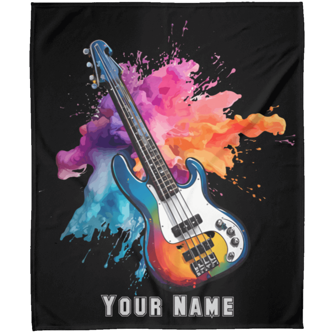 Personalized Bass Guitar Blanket