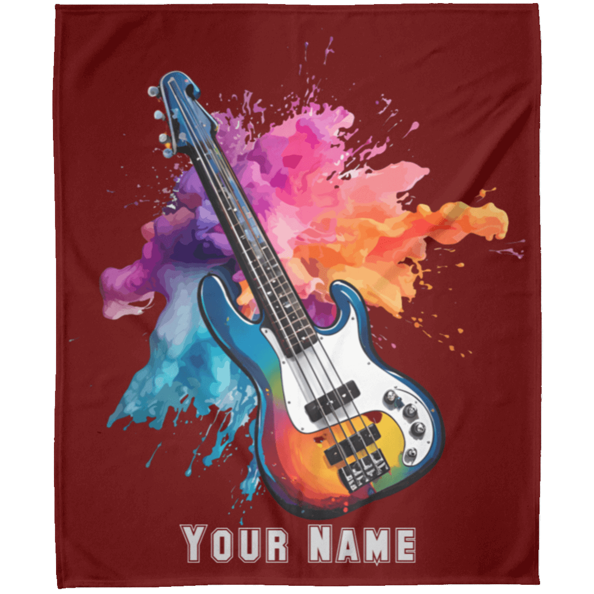 Personalized Bass Guitar Blanket