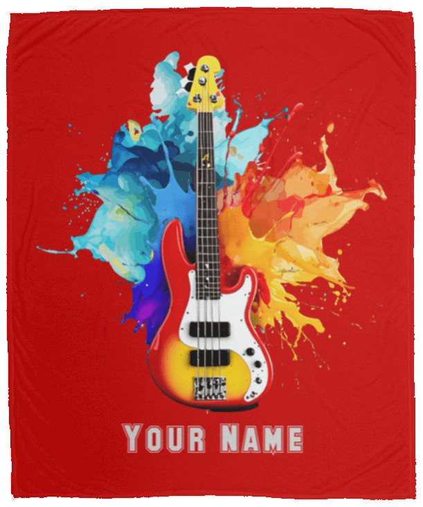 Personalized Bass Guitar Blanket