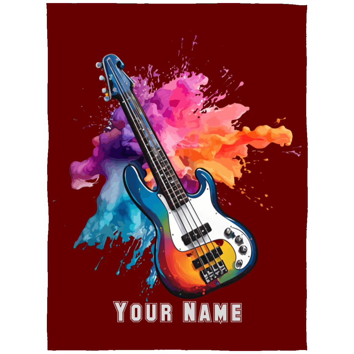 Personalized Bass Guitar Blanket