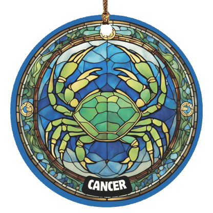 Zodiac Sign Stained Glass Design Ornament