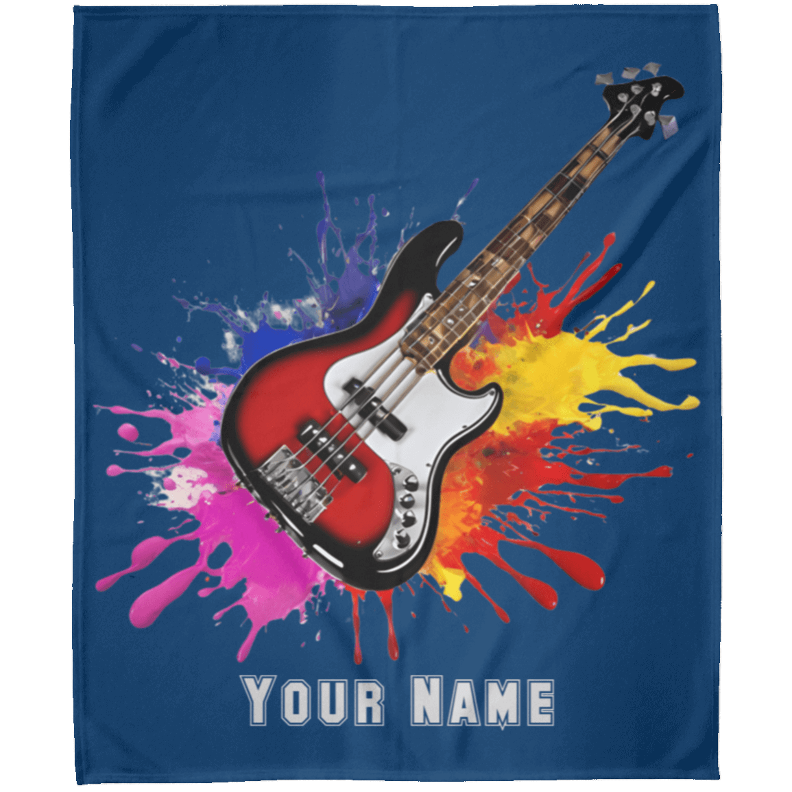 Personalized Bass Guitar Blanket