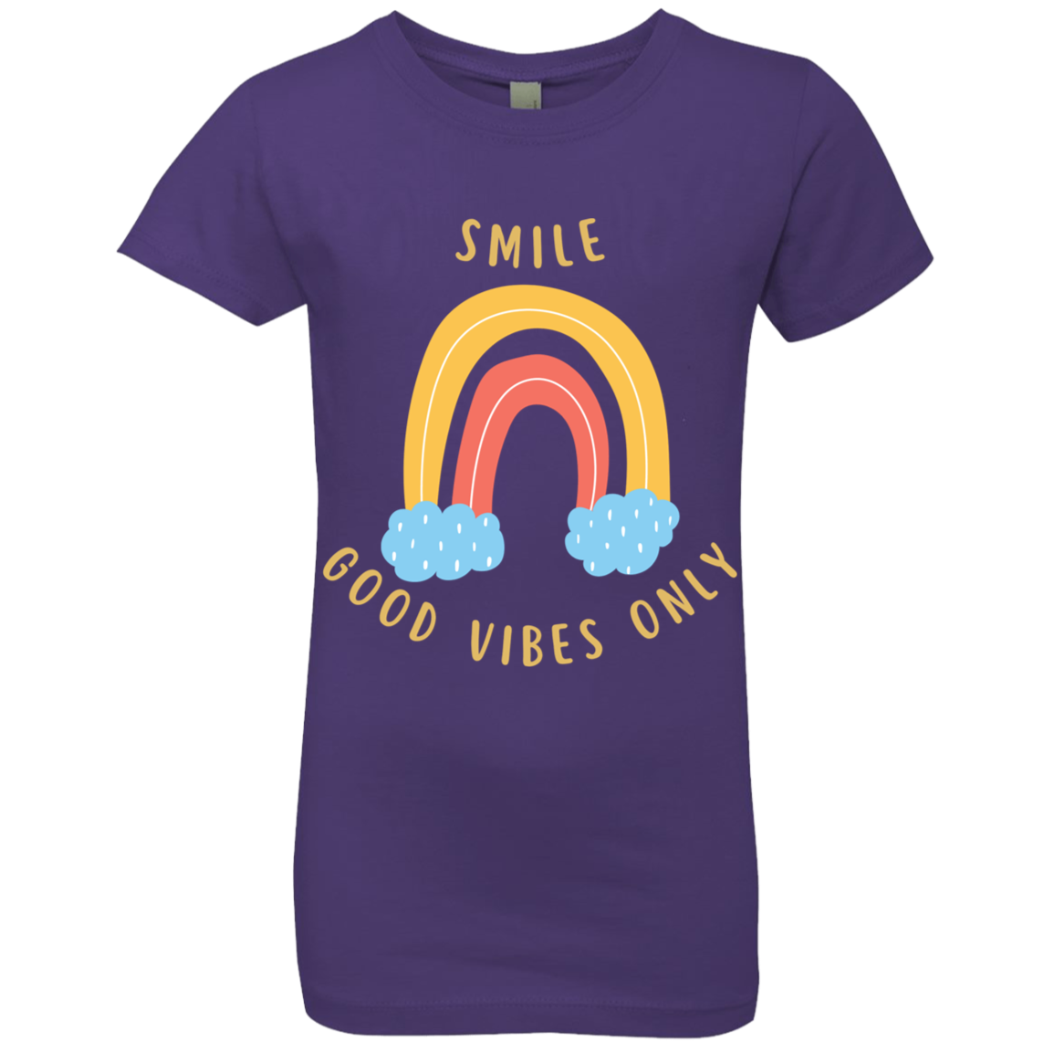 Rainbow Message Shirt Smile Good Vibes Only Love Wins Dream Big | Girls' Princess T-Shirt |