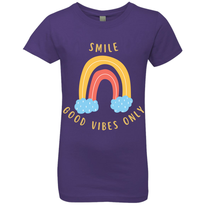 Rainbow Message Shirt Smile Good Vibes Only Love Wins Dream Big | Girls' Princess T-Shirt |