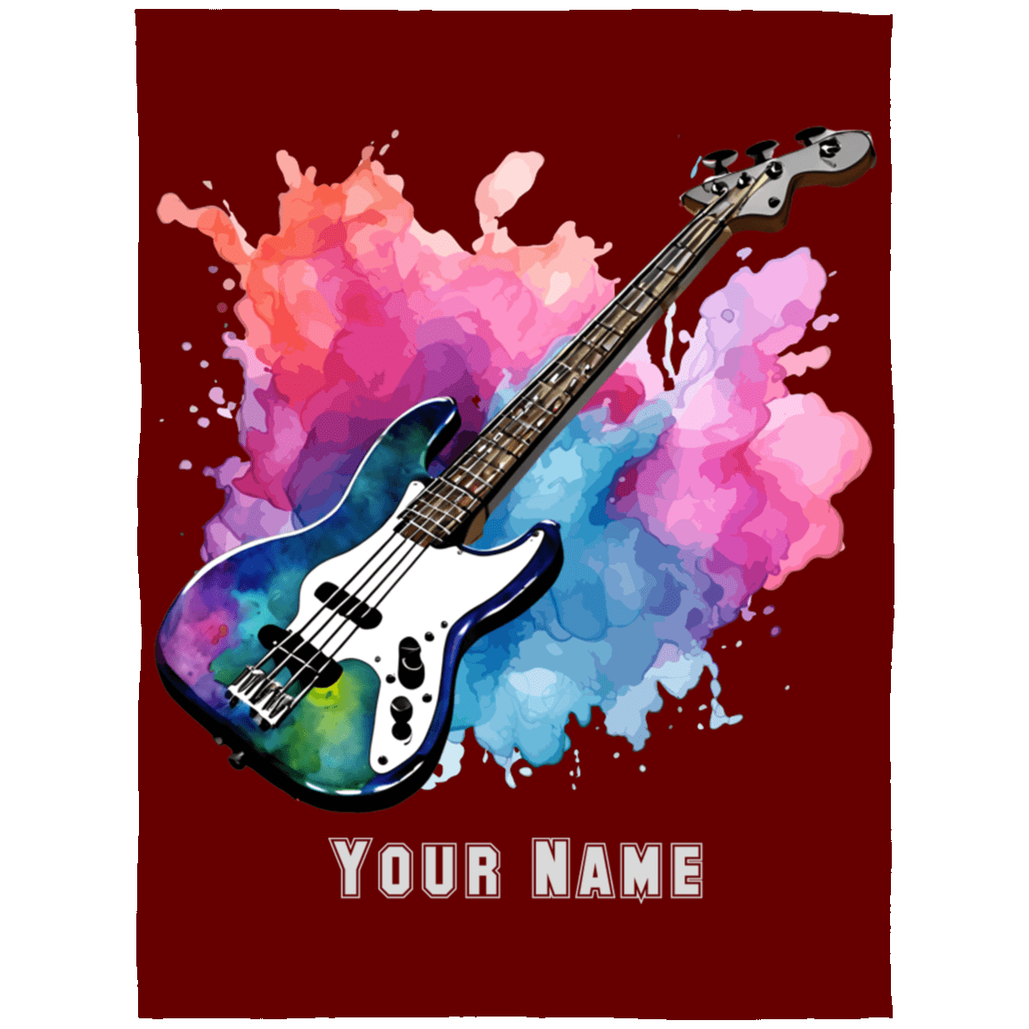 Personalized Bass Guitar Blanket