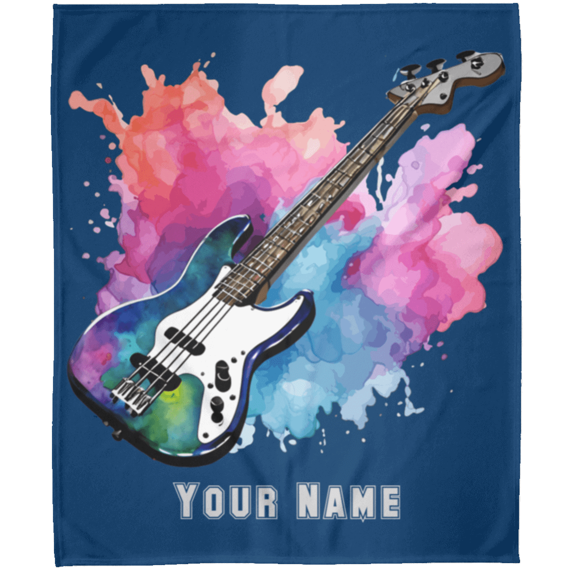 Personalized Bass Guitar Blanket