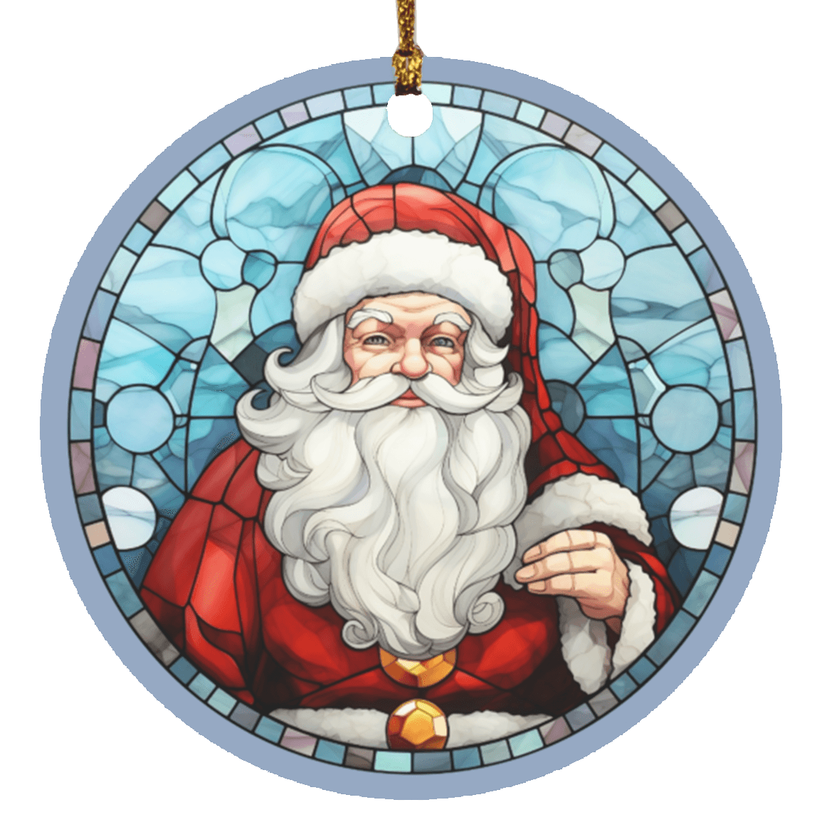 Santa Claus Stained Glass Design Ornament