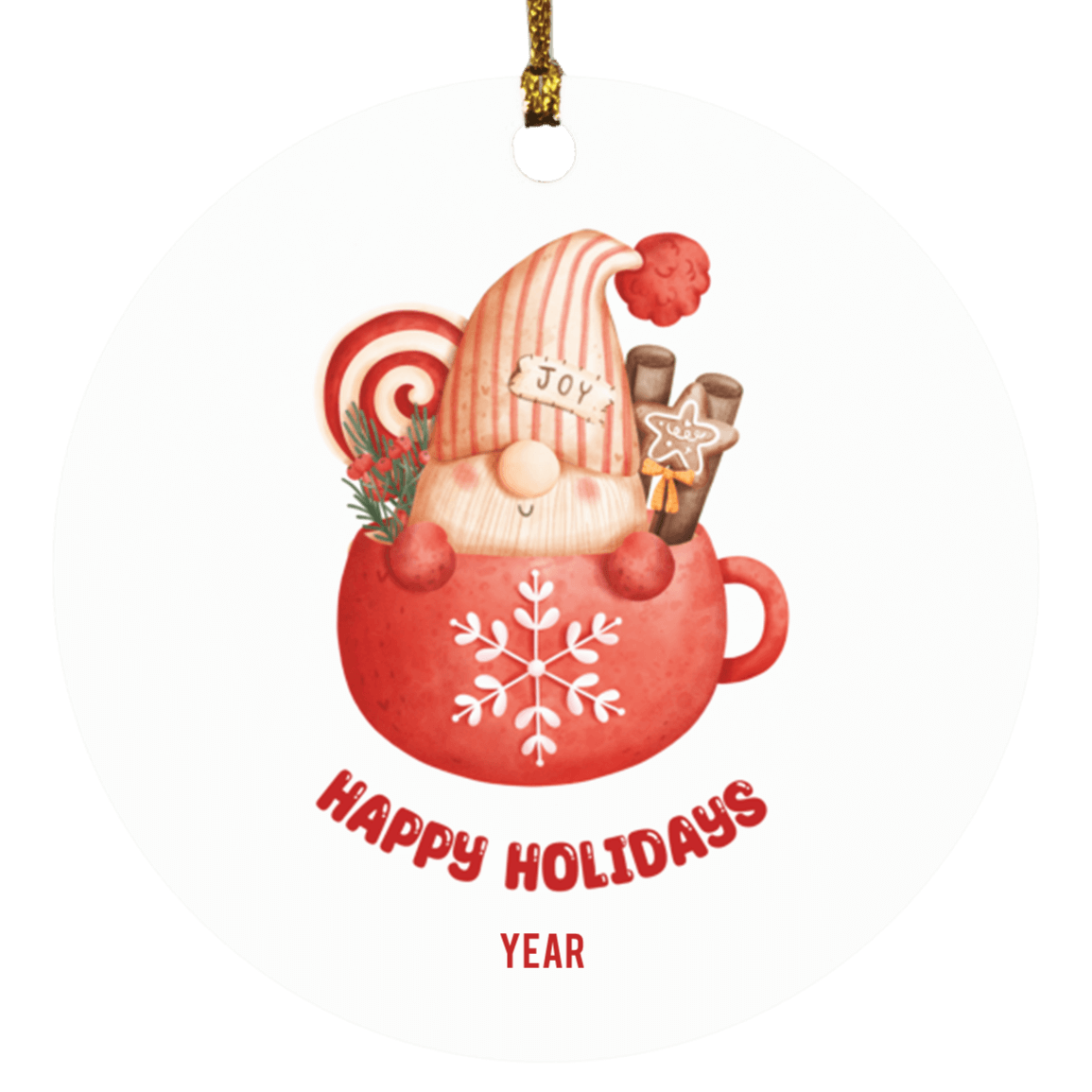 Personalized Happy Holidays Gnomes Ornament