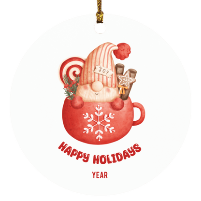 Personalized Happy Holidays Gnomes Ornament