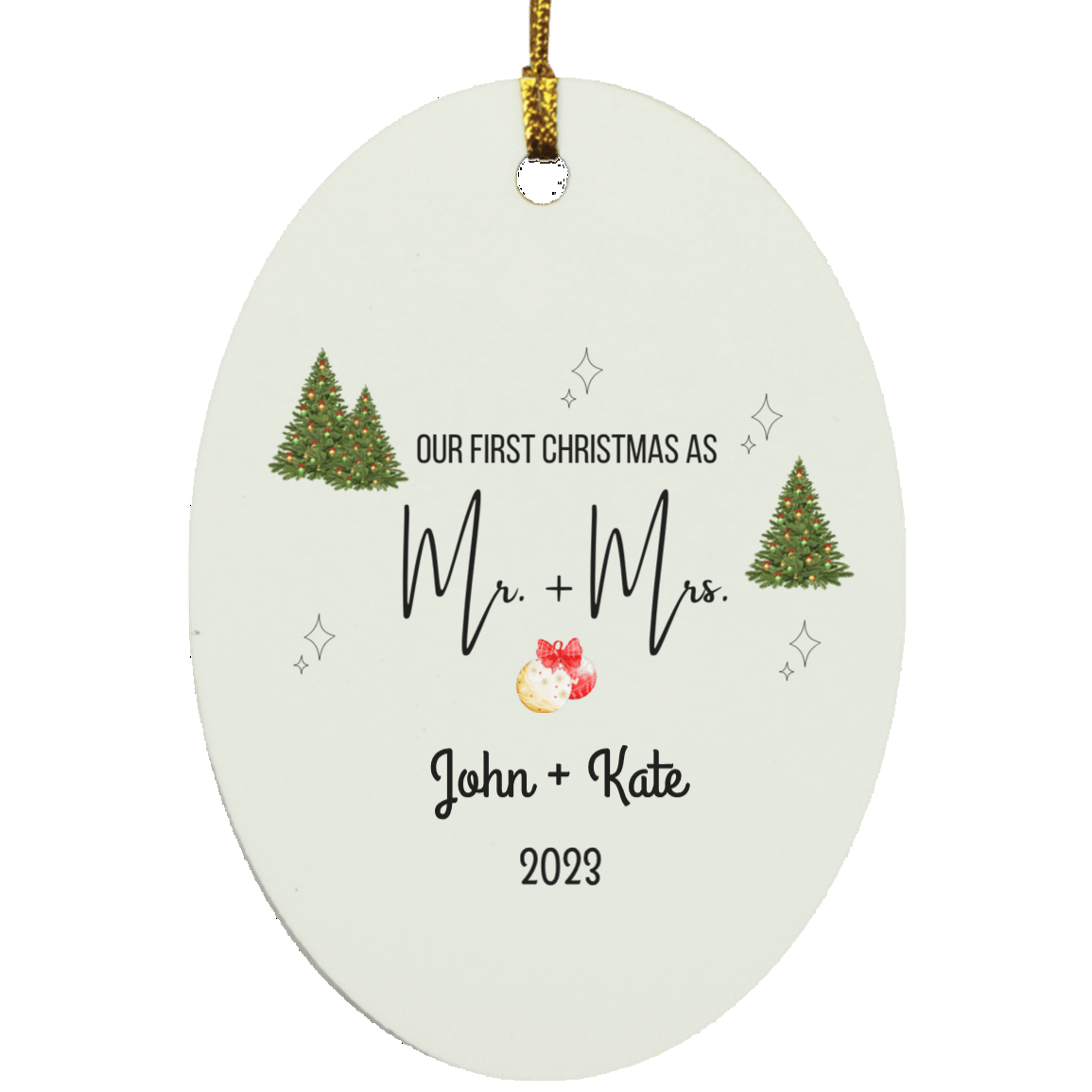 Personalized Our First Christmas As Mr & Mrs Ornament |