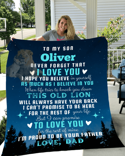 Personalized Starry Night Fleece Blanket - Proud of You Son |