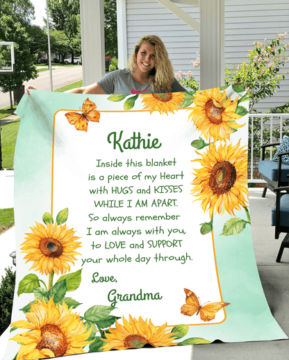 Personalized Sunflower Design Arctic Fleece Blanket |