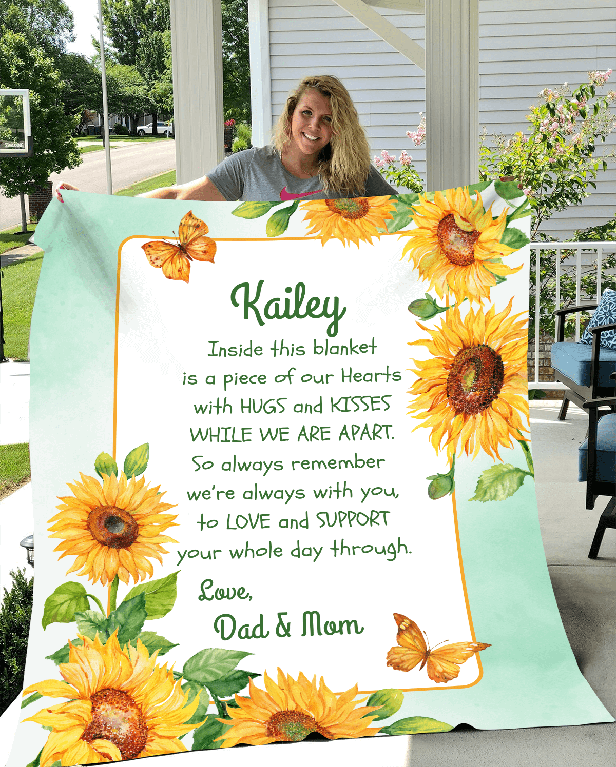 Custom Sunflower Arctic Fleece Blanket | From Two People |