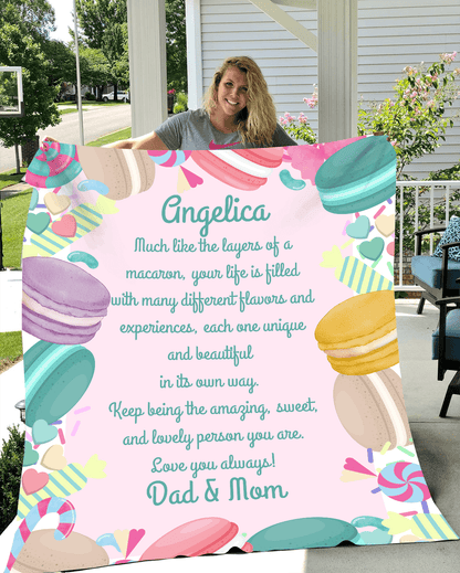 Personalized Macaron Sherpa Blanket - Indulgent Comfort |