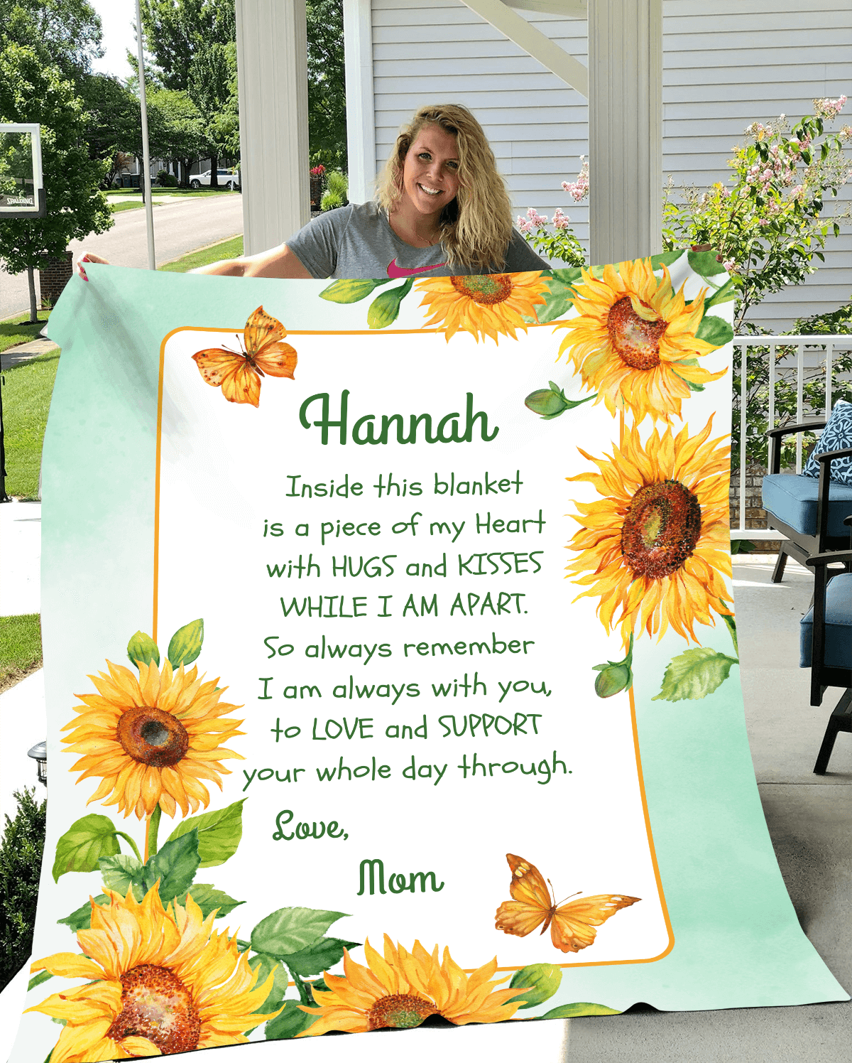 Personalized Sunflower Design Arctic Fleece Blanket |