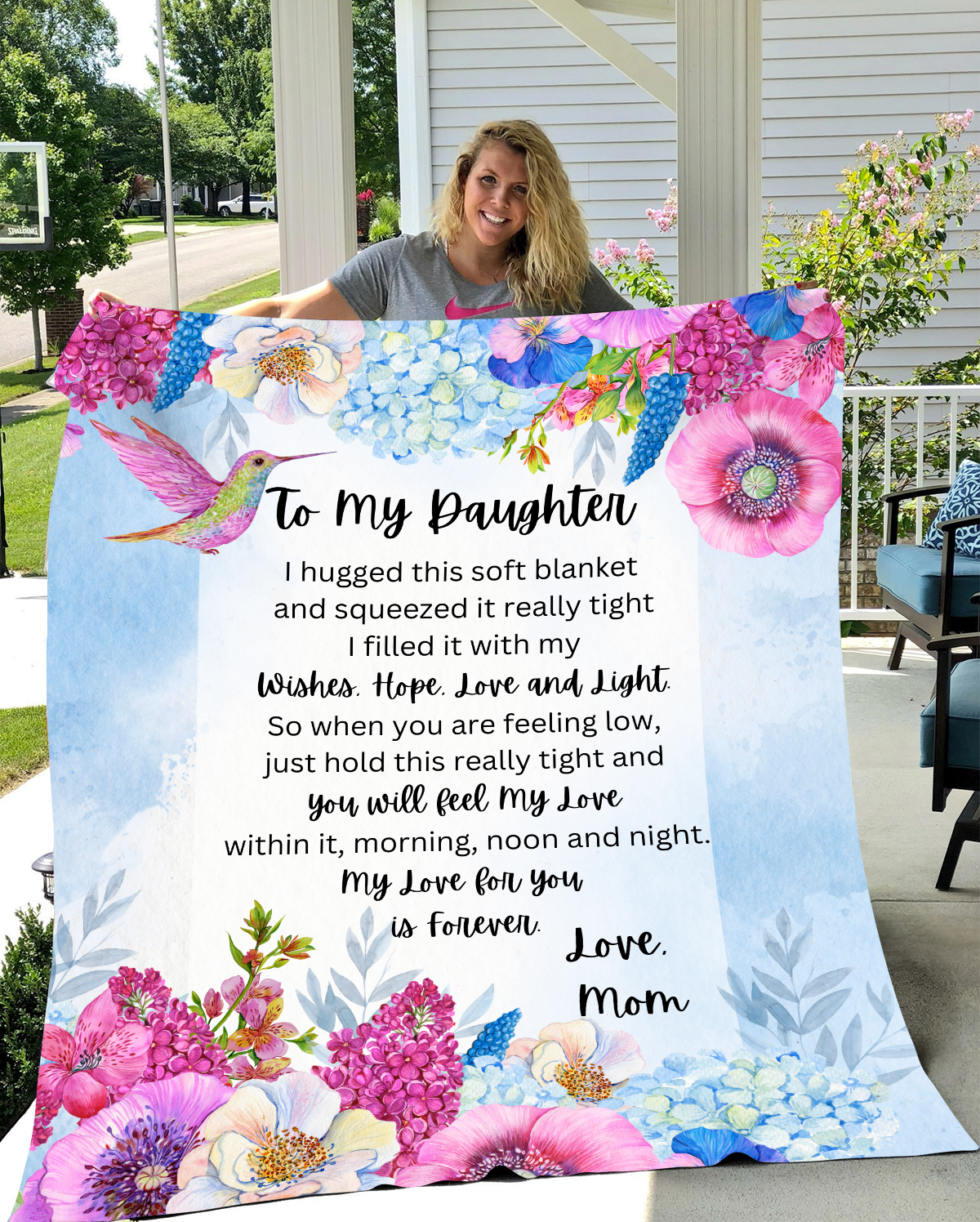 To My Daughter Bird and Flower Design Fleece Blanket |