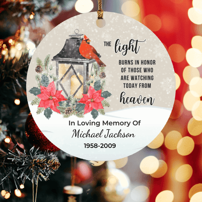 Personalized Light and Cardinal Memorial Gift Ornament