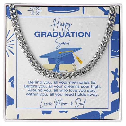 Happy Graduation Son Cuban Link Chain