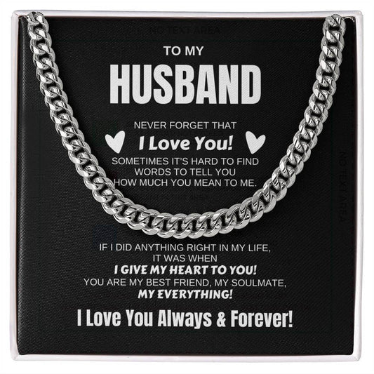 To My Husband Cuban Link Chain | Black | C30184T, C30184TG, lx-C30184, PB23-WOOD, PT-4348, TNM-1, USER-249647