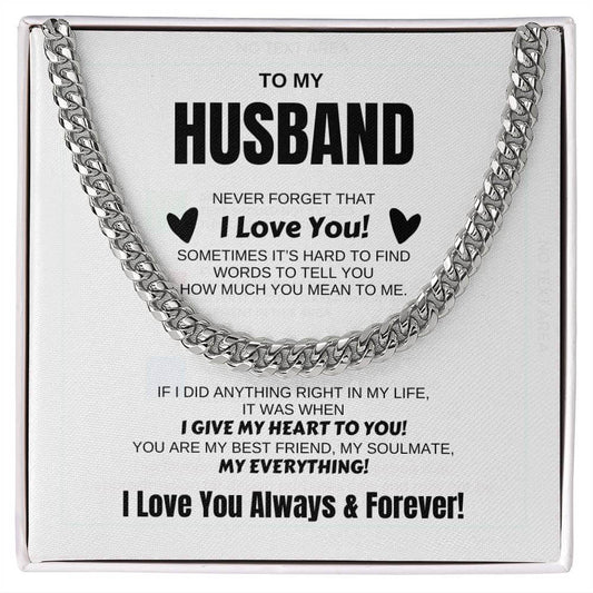 To My Husband Cuban Link Chain | White | C30184T, C30184TG, lx-C30184, PB23-WOOD, PT-4348, TNM-1, USER-249647