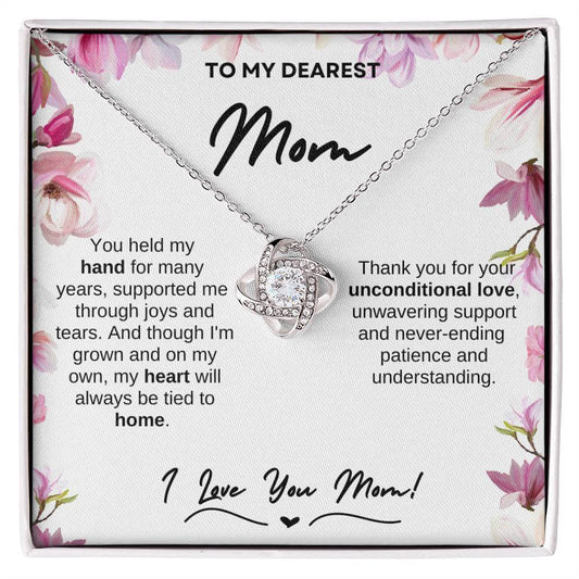 Dearest Mom Love Knot Necklace | C30011TG, C30011TR, PB23-WOOD, PT-4377, TNM-1, USER-249647