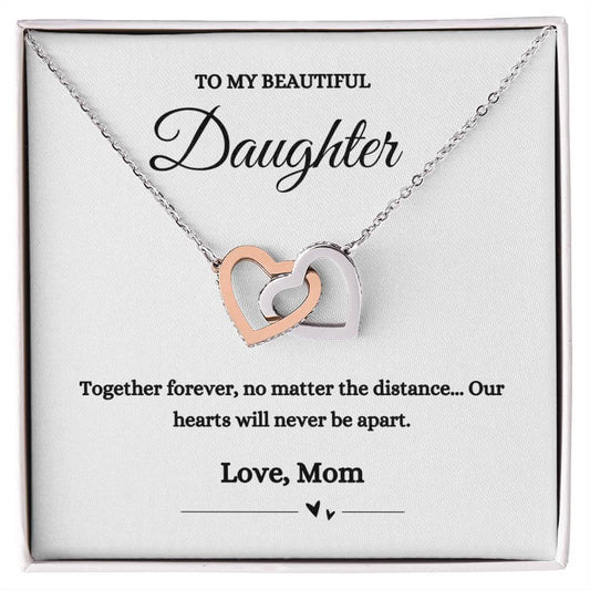 To My Daughter Together Forever Interlocking Hearts Necklace