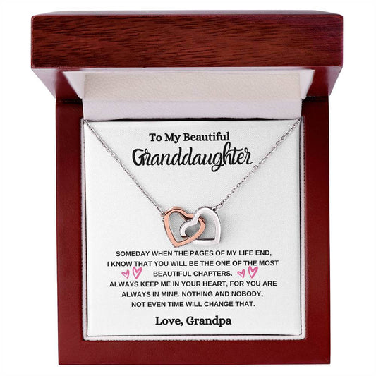 Granddaughter Interlocking Hearts Necklace - Grandpa's Gift | C30028T, C30028TG, lx-C30028, PB23-WOOD, PT-4382, TNM-1, USER-249647