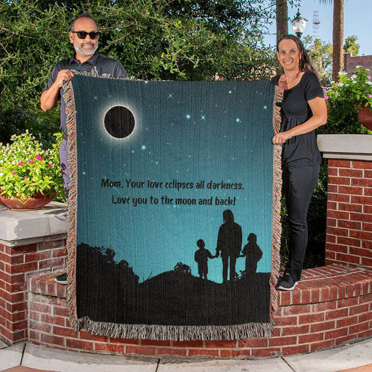 Mom Loves Eclipse Woven Blanket | Gift from Kids