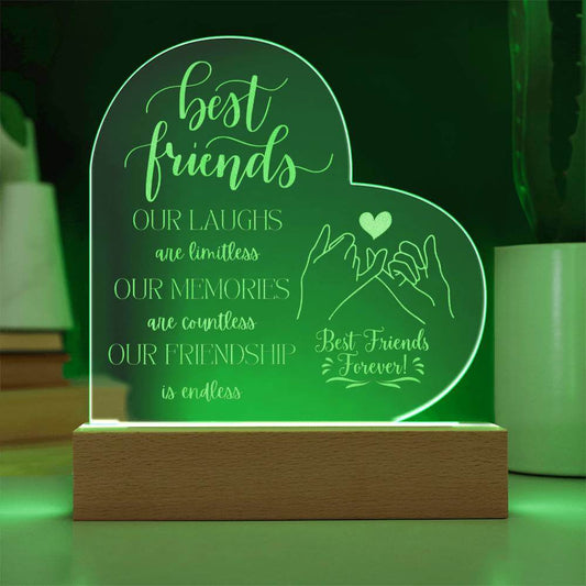 Best Friends Engraved Heart Acrylic Plaque | E027, lx-E002, PT-6843, USER-249647, W003, W005