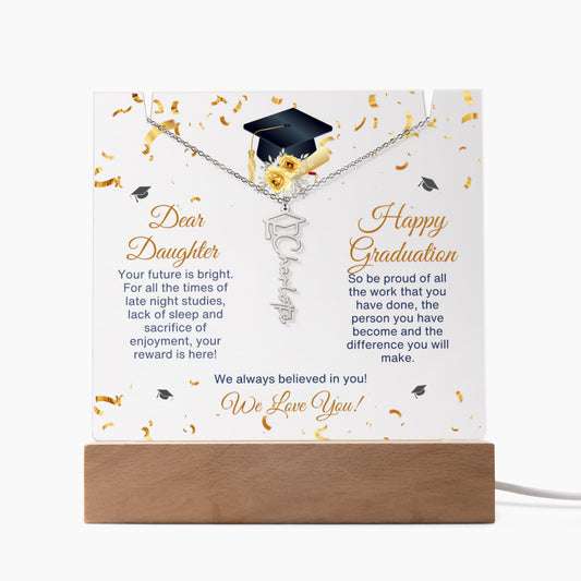 Dear Daughter Keepsake Acrylic Bundle Graduation Cap Name Necklace