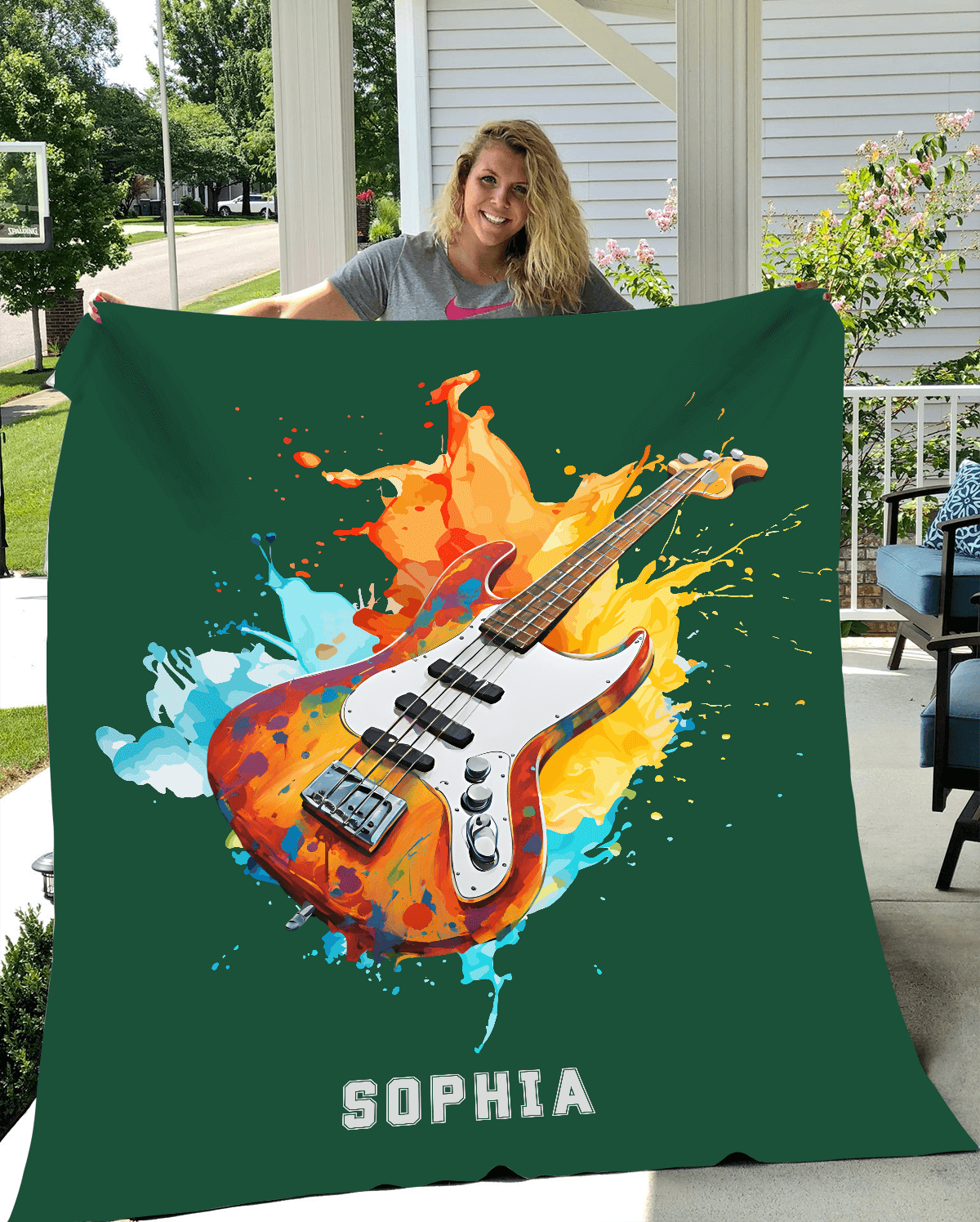 Personalized Bass Guitar Blanket