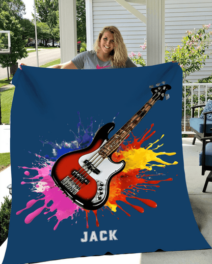 Personalized Bass Guitar Blanket