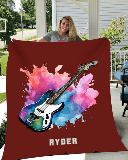 Personalized Bass Guitar Blanket