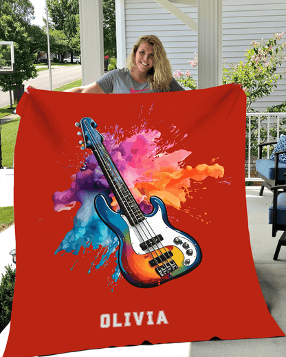 Personalized Bass Guitar Blanket